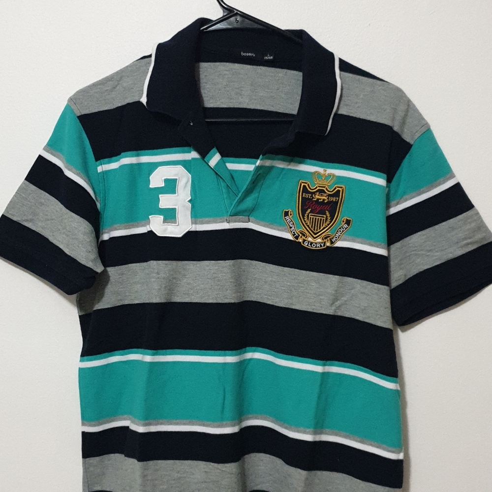 🆕️ Bossini Royal Crest Striped Polo Shirt